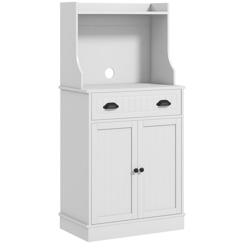 HOMCOM Microwave Cabinet with Drawer Cabinet and Adjustable Shelf White
