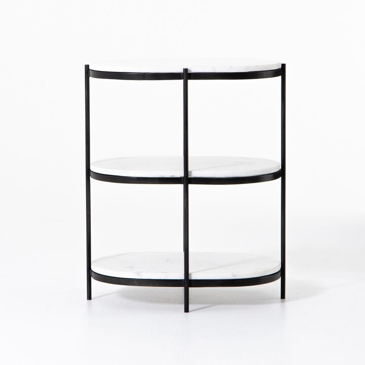 Felix Oval Nightstand in Hammered Grey