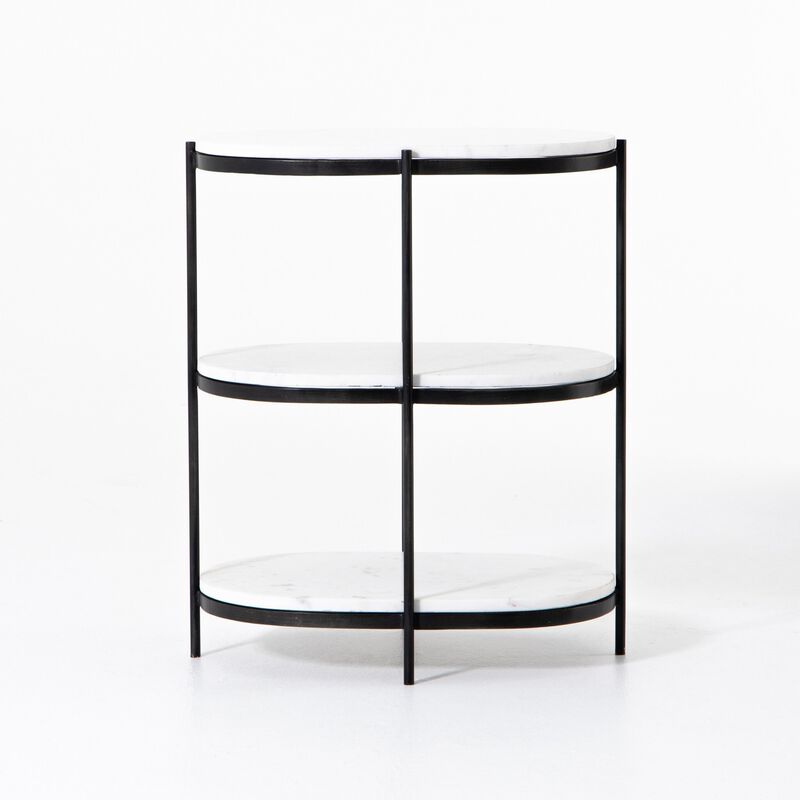 Felix Oval Nightstand in Hammered Grey