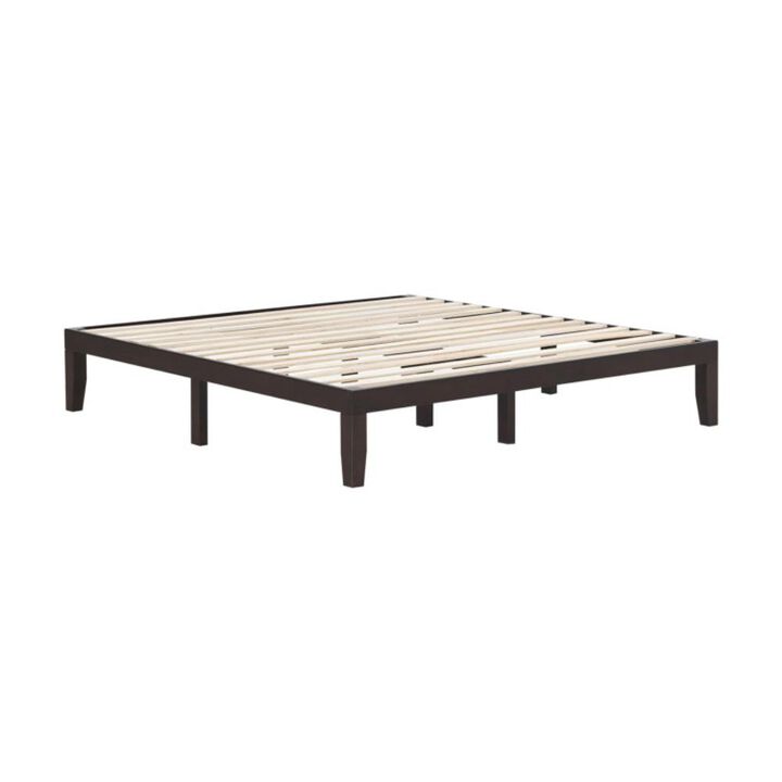 Hivvago 14 Inch King Size Rubber Wood Platform Bed Frame with Wood Slat Support