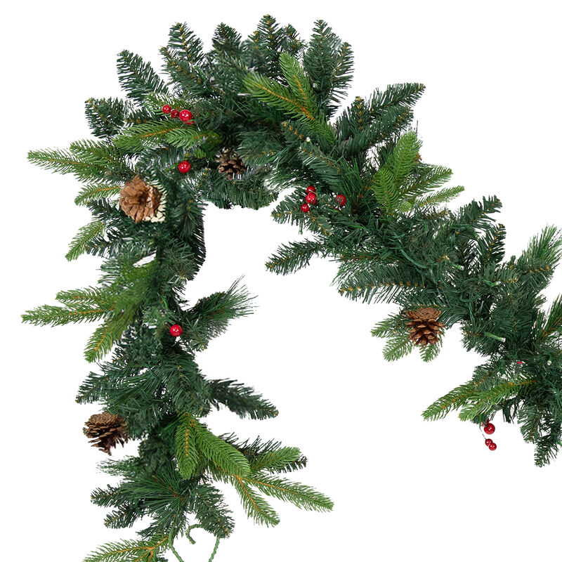 Sunnydaze Holiday Glimmer 9' Pre-Lit PVC Garland - Traditional