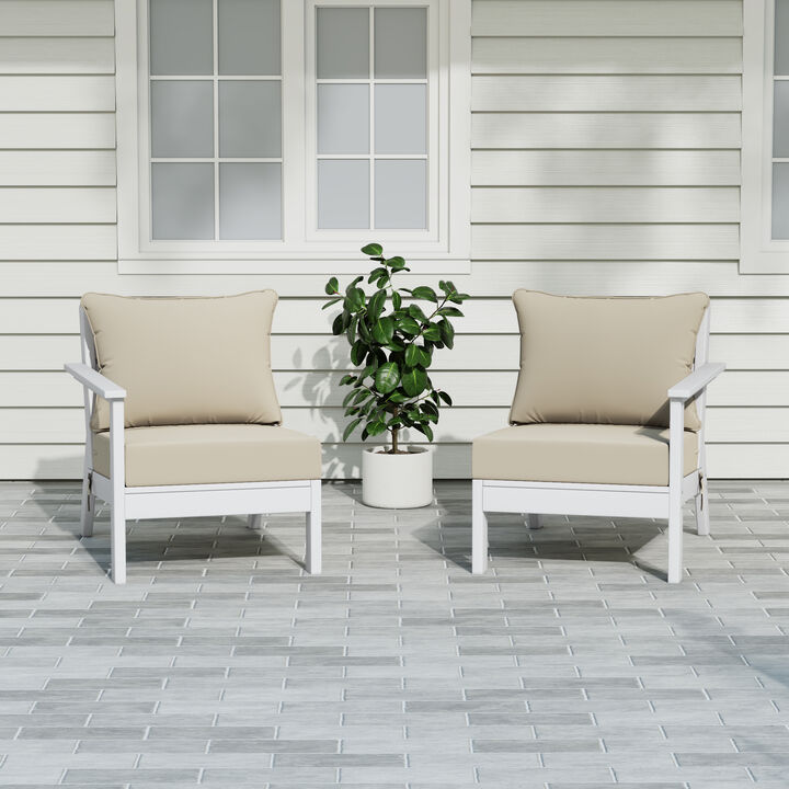 WestinTrends Outdoor Patio HDPE Loveseat Sofa with Patio Cushions