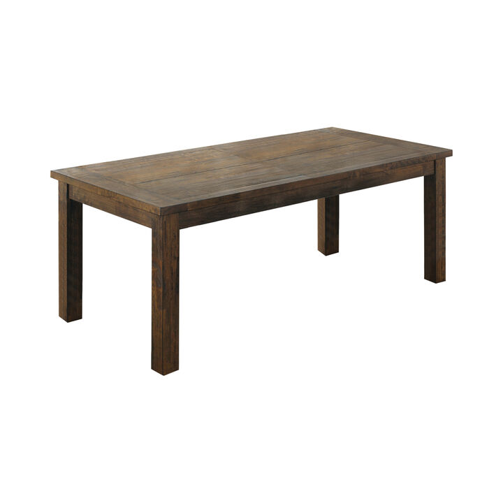 Wooden Rectangular Dining Table, Natural Wood Brown - Benzara