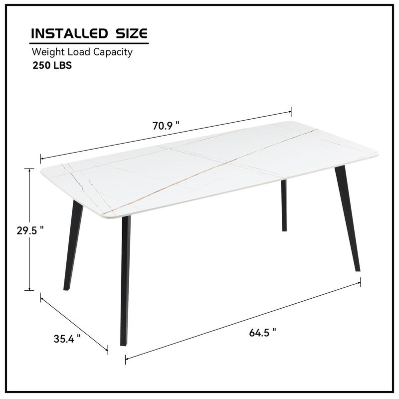 Porcelain Dining Table White 70"