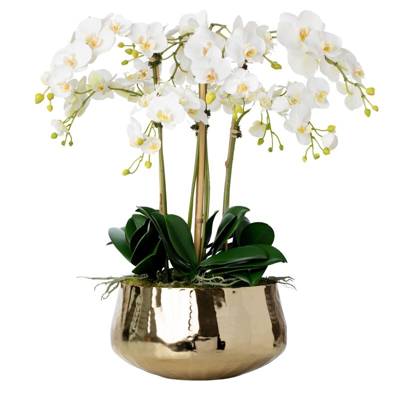 Faux Orchid Arrangement With White Orchids- 26"