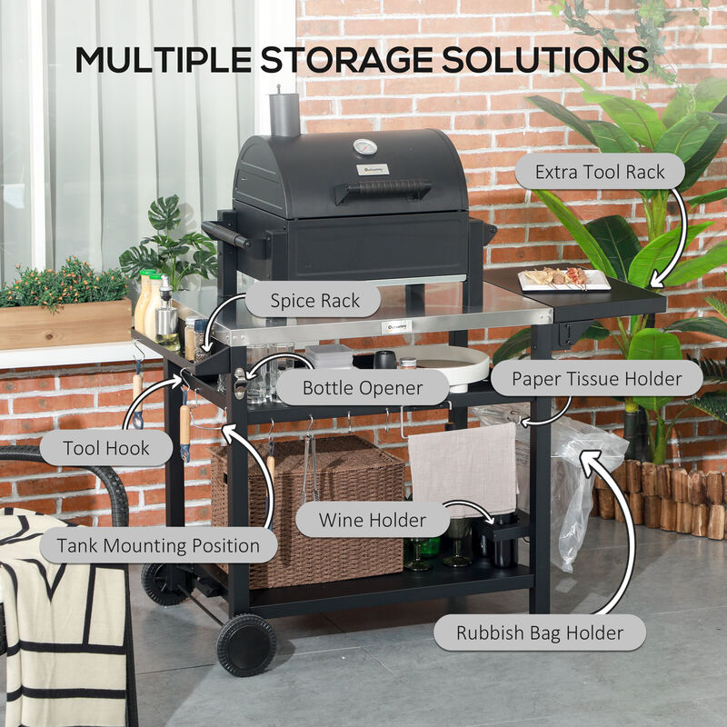 Streamdale Versatile Outdoor Grill Table with Adjustable Stainless Steel Surface