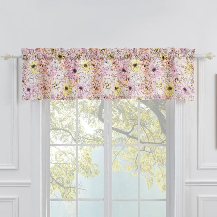 Greenland Home Fashion Misty Bloom Bow Tie Window Kitchen Curtain Valance - Pink 84x16"