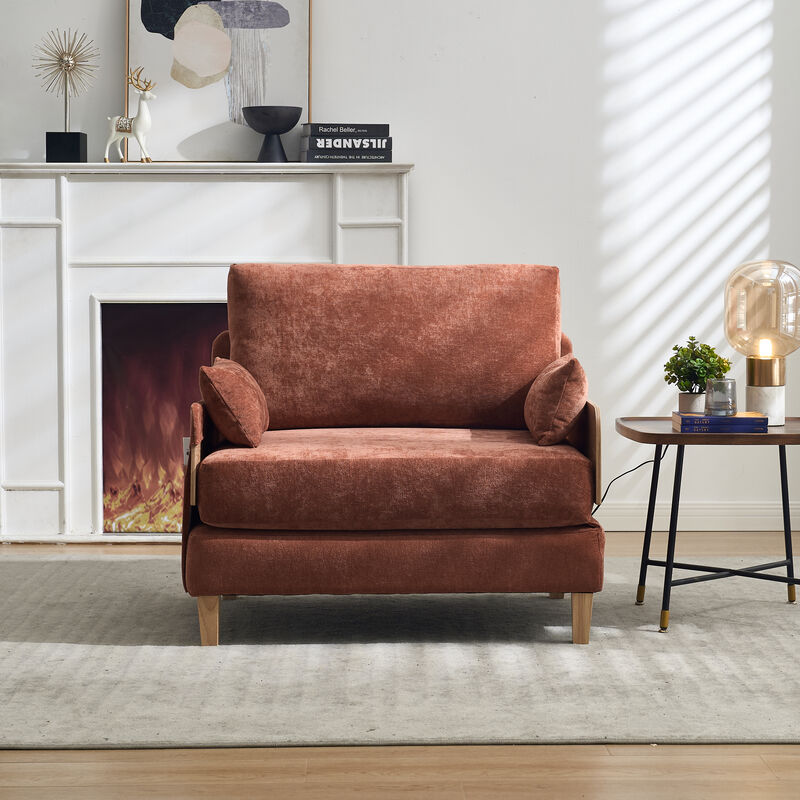 Merax Foldable Chenille Sofa Chair Convertible Futon Sleeper