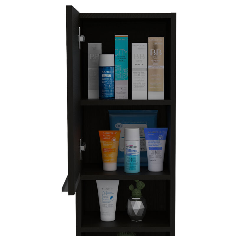 DEPOT E-SHOP Savona Medicine Single Door Cabinet, Two External Shelves, Two Interior Shelves, Black