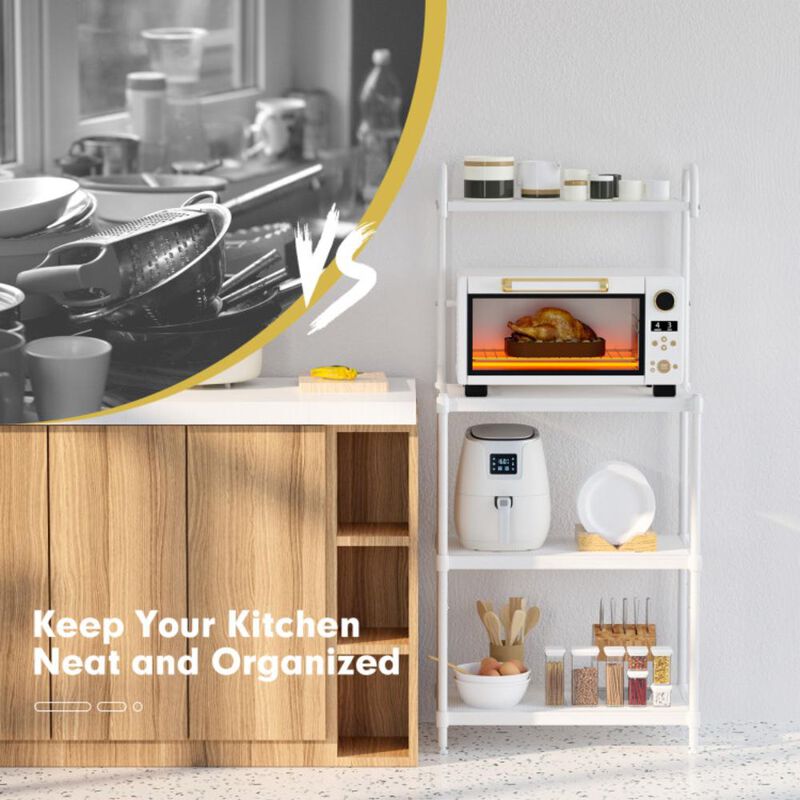 Hivvago 4-Tier Kitchen Microwave Storage Rack with Metal Shelves