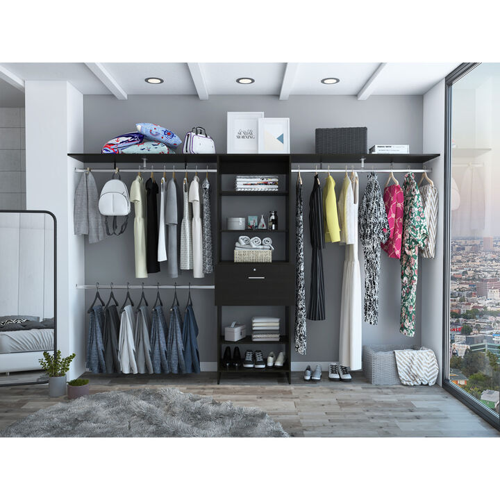 Bergen 1-Drawer 4-Shelf Closet System Dark Walnut