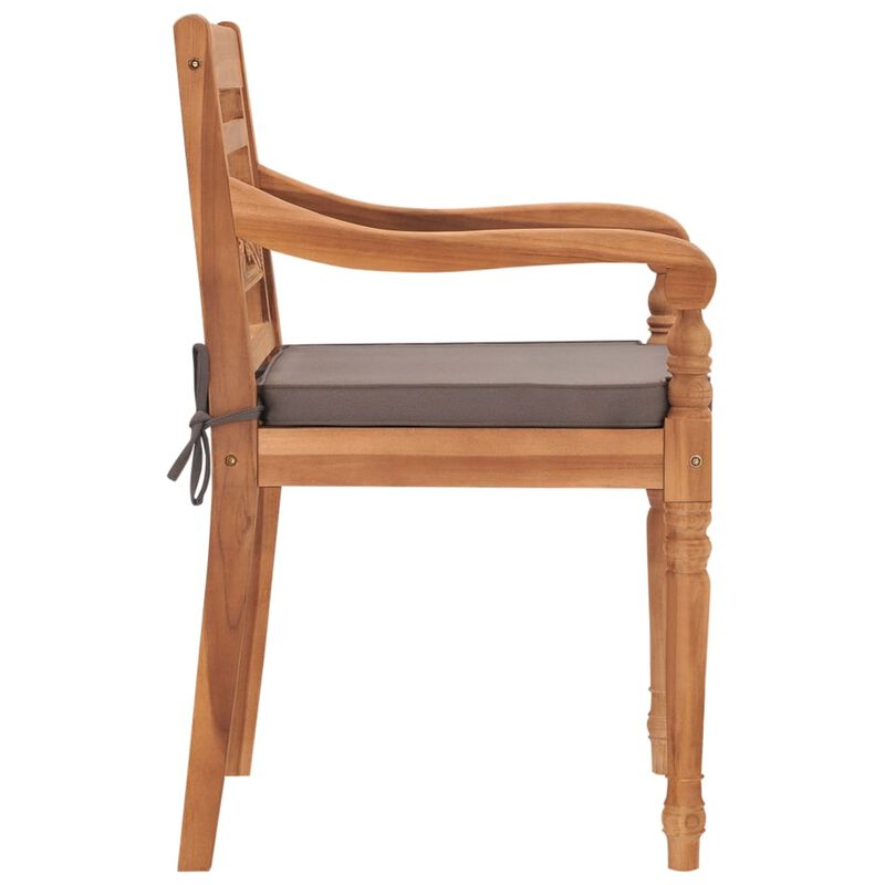 vidaXL Batavia Chairs 2 pcs with Dark Gray Cushions Solid Teak Wood