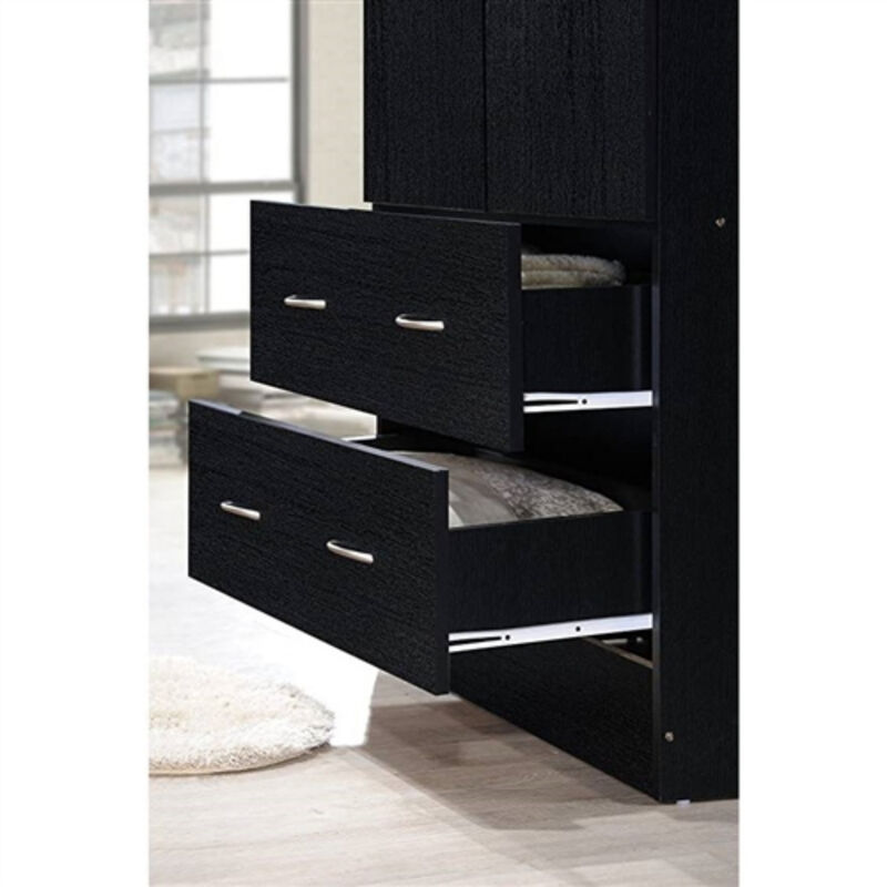 Contemporary Bedroom Wardrobe – Armoire with 2 Doors, Hanging Rod & Storage Drawers