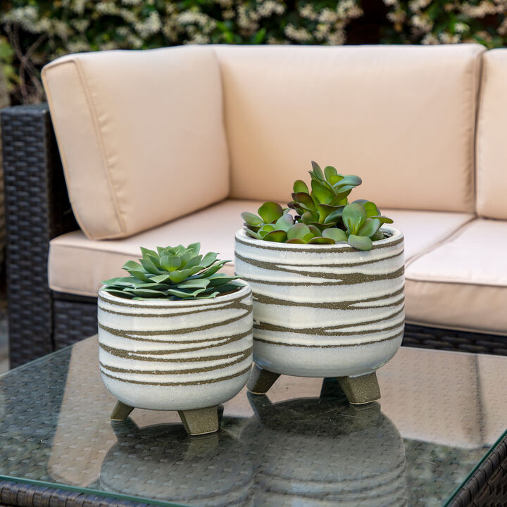 Ceramic Footed Planter, White