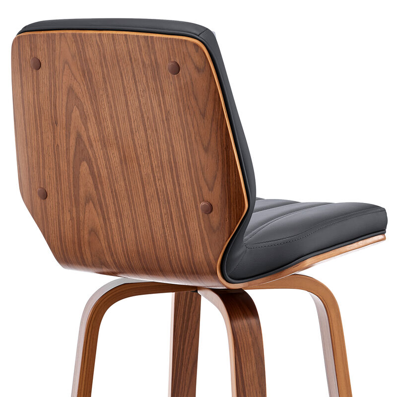 Renee Swivel Cream Faux Leather and Walnut Wood Bar Stool