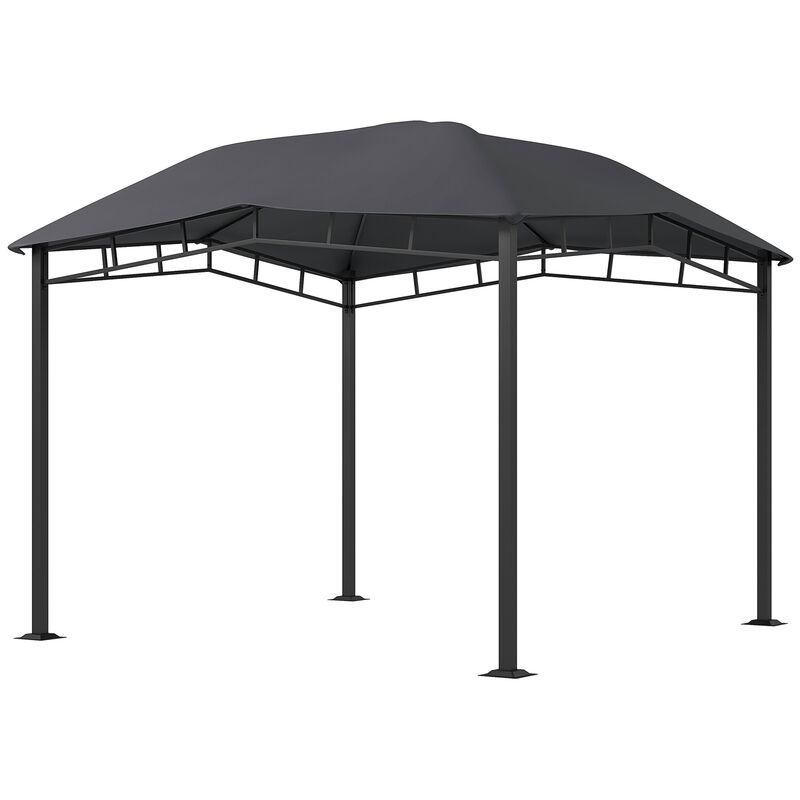 10' x 10' Soft Top Patio Outdoor Canopy Gazebo Tent Steel Fabric Gray