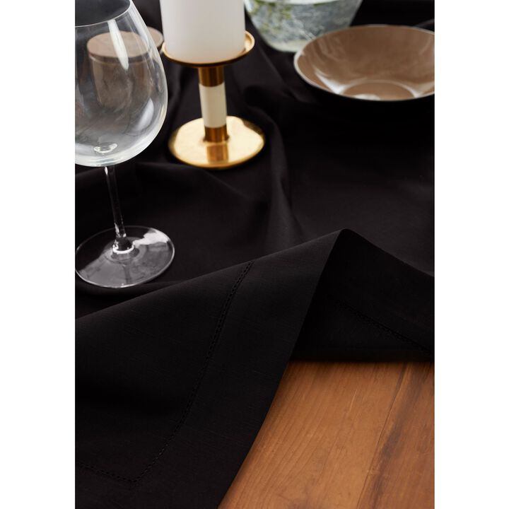 Solino Home Cotton Linen Hemstitch Table Throw 52 x 52 Inch