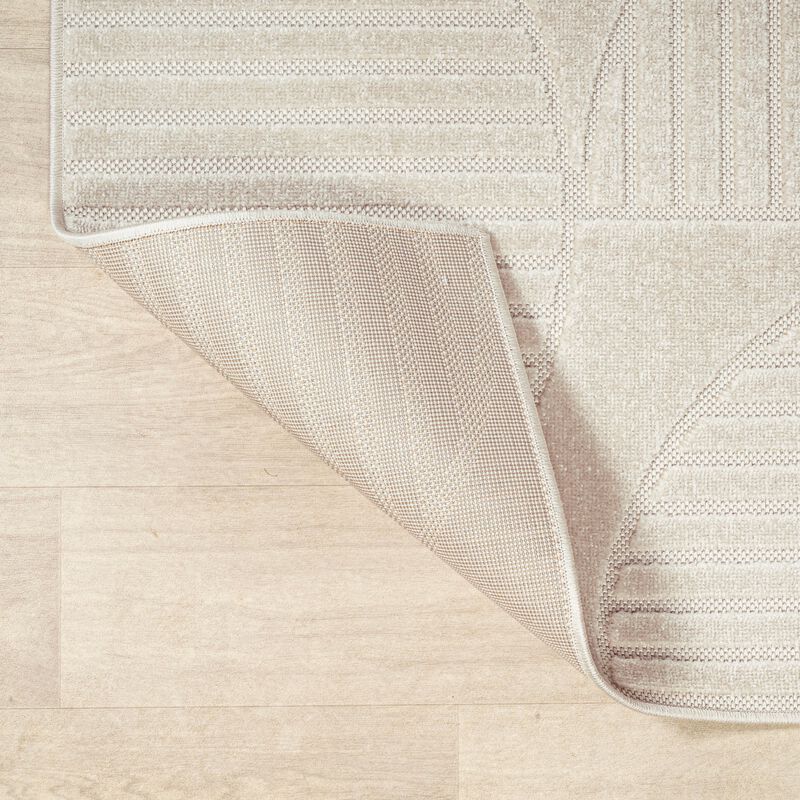 Nordby High-Low Geometric Arch Scandi Striped Indoor/Outdoor Area Rug