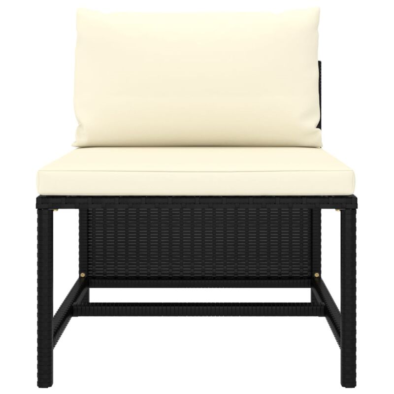 vidaXL 3 Piece Garden Sofa Set with Cushions Black Poly Rattan
