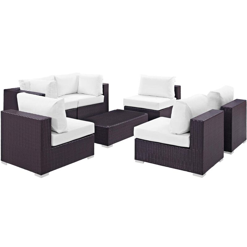 Convene 7 Piece Outdoor Patio Sectional Set - Espresso White
