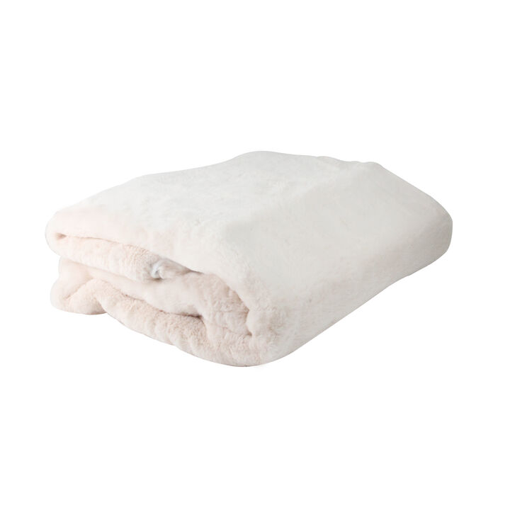Pink and White Contemporary Solid Throw Blanket 50" x 60"