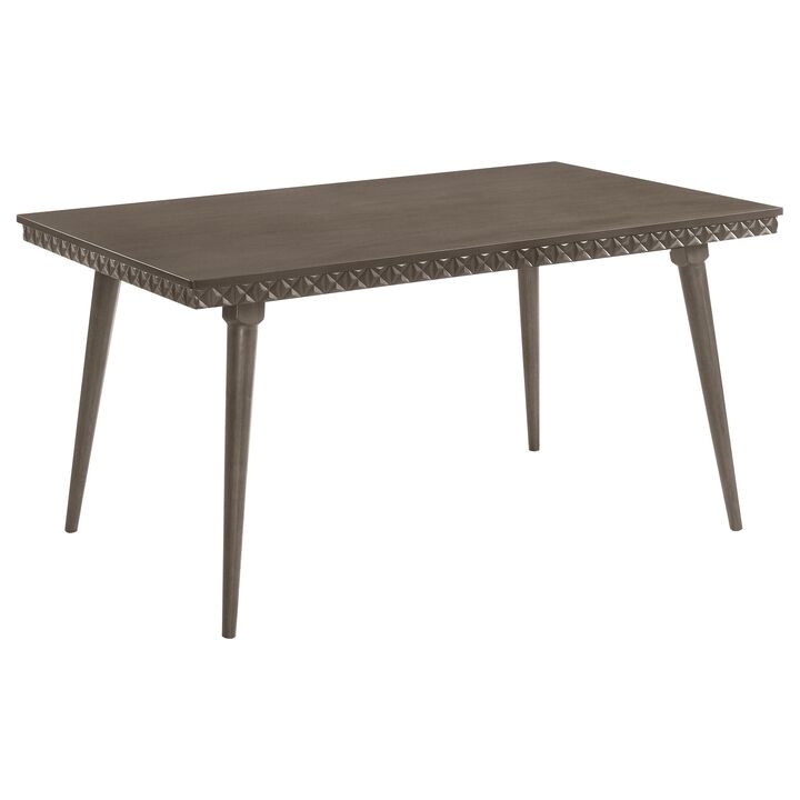 Nolan Dining Table, Dark Brown Hardwood, Rectangular 59 Inch Top - Benzara