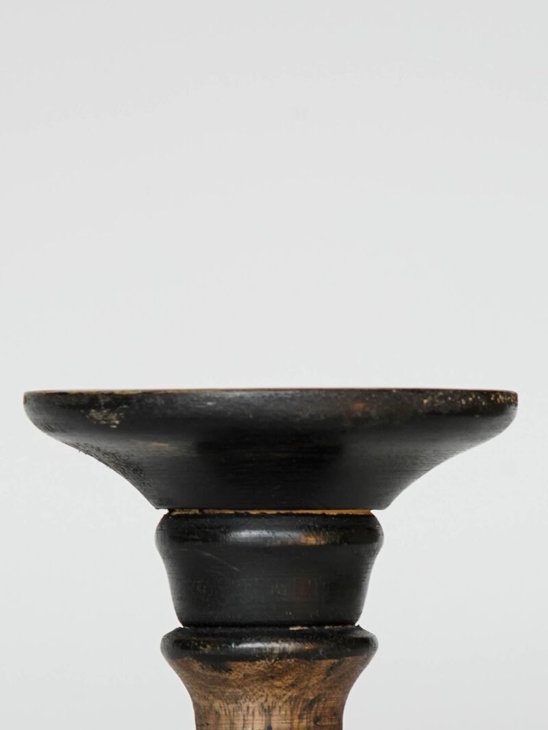 Traditional Dark Polish Eco-friendly Handmade Mango Wood Set Of Two 12" & 15" Pillar Candle Holder