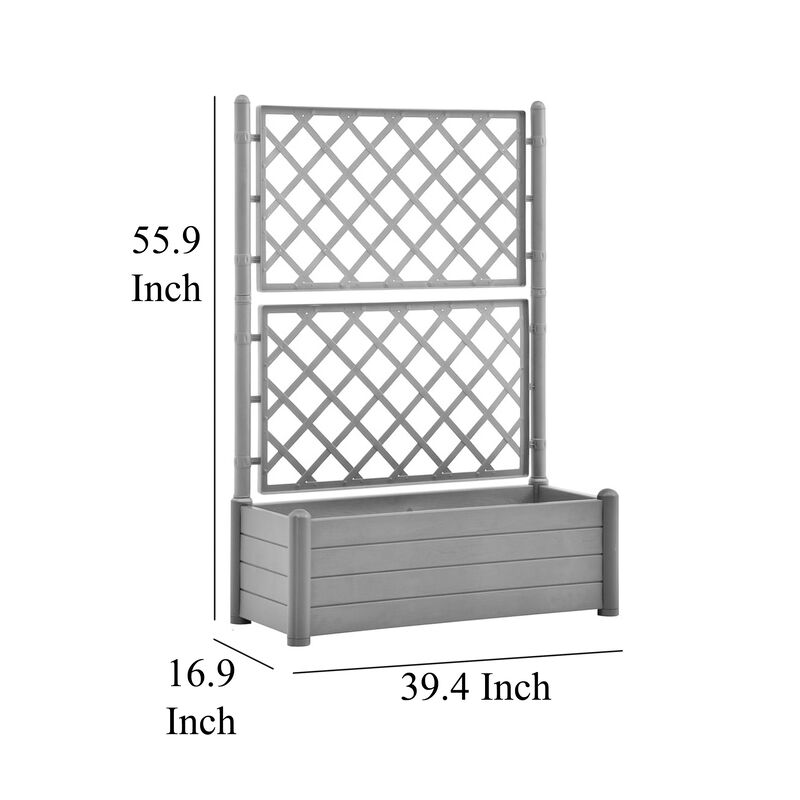 Simi Garden Flower Planter with Trellis, 17x40x56 Classic Stone Gray - Benzara