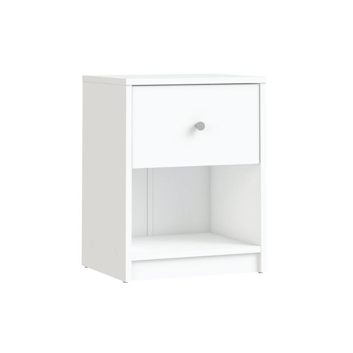 Furnifact White 1 Drawer Nightstand - Modern Gray Nightstand With Hidden Compartment