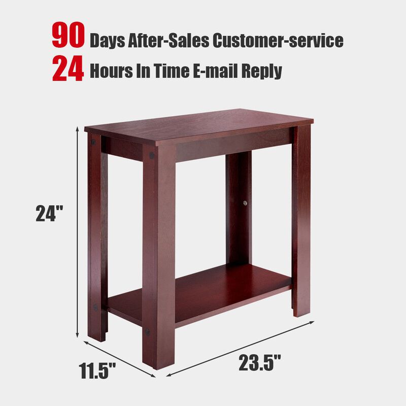 2-Tier Modern Compact End Table with Storage Shelf