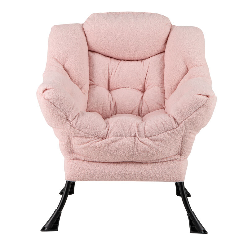 Cozy Sherpa Upholstered Accent Chair with Head Pillow for Stylish Comfort