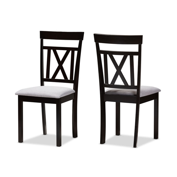 Baxton Studio Rosie Modern Grey Fabric Upholstered Dining Chairs Set of 2