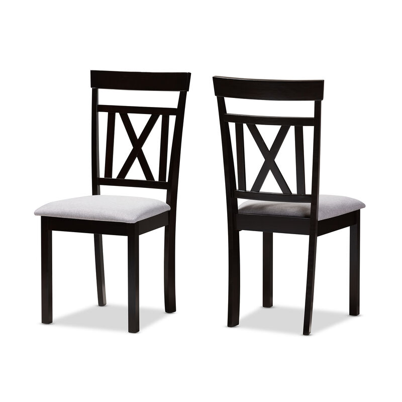 Baxton Studio Rosie Modern Grey Fabric Upholstered Dining Chairs Set of 2