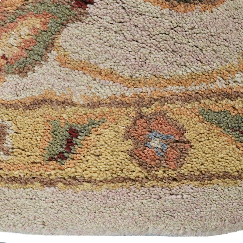 RUGSOTIC CARPETS HAND TUFTED WOOL ECO-FRIENDLY AREA RUGS  - 10'x10', Round Shape, Beige & Ivory, Classic Oriental Traditional  Design, High Pile Thick Handmade Anti Skid Area Rugs (K0BG09)