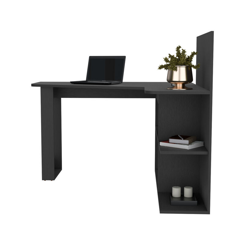 DEPOT E-SHOP Kairi Writing Computer Desk, Five Open Shelves, Black