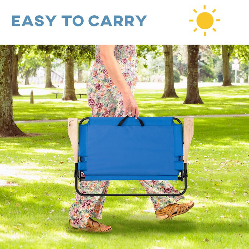 Blue Outdoor Loveseat: Folding Double Chair with Cup Holders
