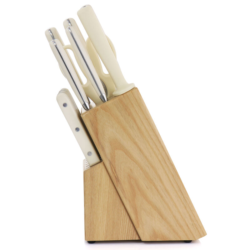 Martha Stewart Essential Ruxton 14 Piece Stainless Steel Knife and Block Set in Cream