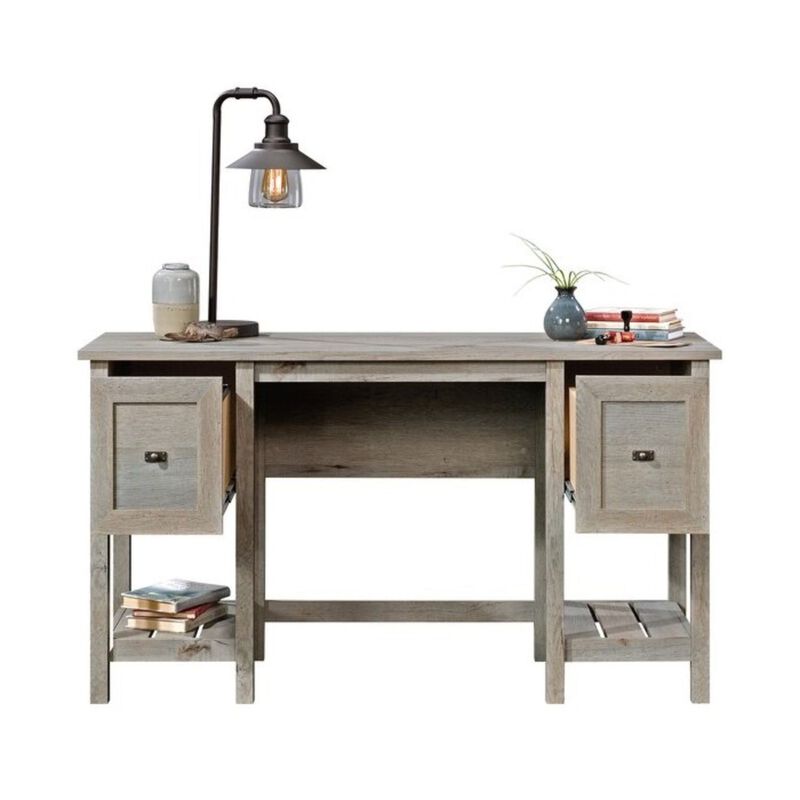 Hivvago FarmHouse Light Oak 2 Drawer Storage Office Writing Desk - Made In USA