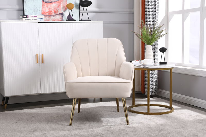 Upholstered Sherpa and Velvet Accent Chair for Home or Office