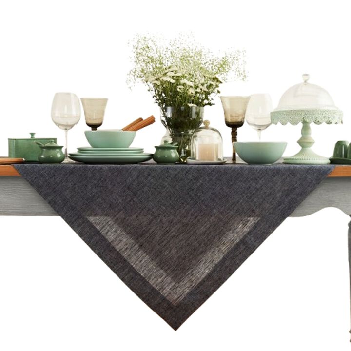 Solino Home 100% Pure Linen Table Throw 52 x 52 Inch | Athena