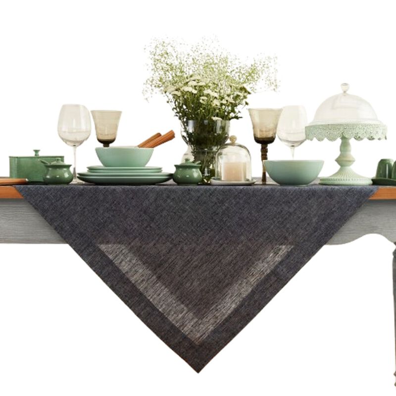Solino Home 100% Pure Linen Table Throw 52 x 52 Inch | Athena