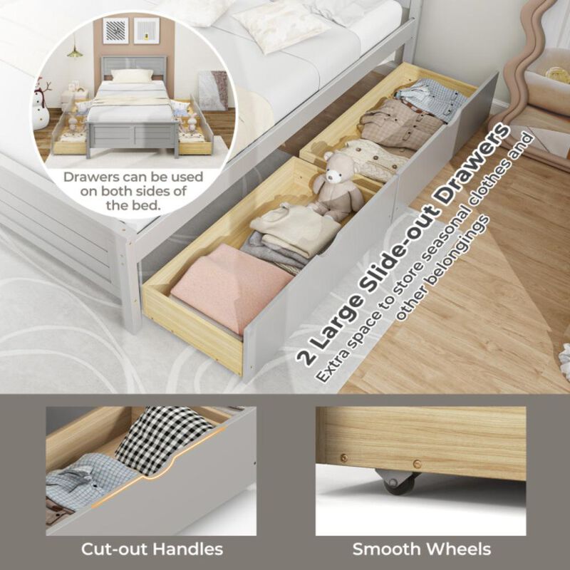 Hivvago Twin Size Bed Frame with Storage Drawers