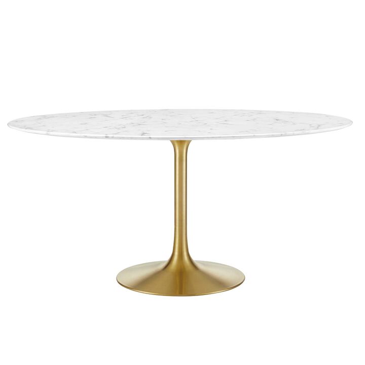 Modway - Lippa 	60" Round Artificial Marble Dining Table Gold White