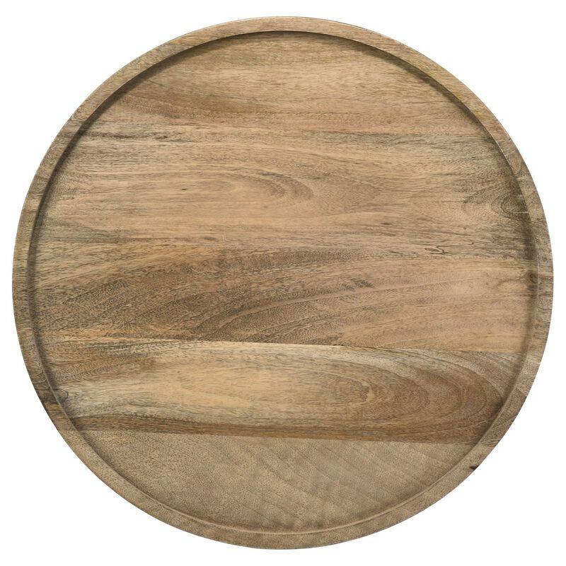 Coch 24 Inch Artisan Accent Table with Round Tabletop, Tapered Base, Brown - Benzara