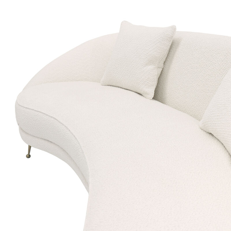 Pasargad Home Luna Collection Curved Sofa, 2 Pillows Included, Mocha