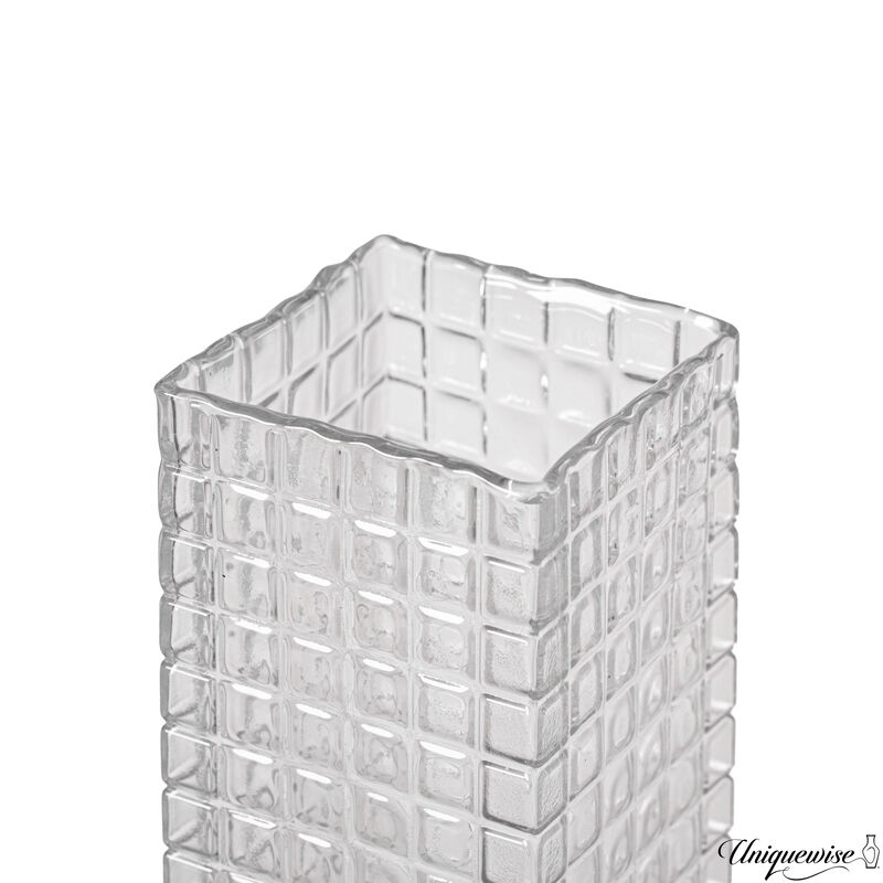 12-Inch Square Frosted Clear Glass Vase
