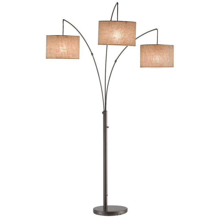 Hivvago Modern 3 Light Arch Floor Lamp in Antique Bronze with Drum Style Shades