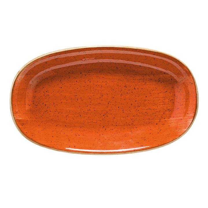 Terracota 9.5" x 5.5" x h:1.25" Oval Terracotta Porcelain Platter (Set of 2)