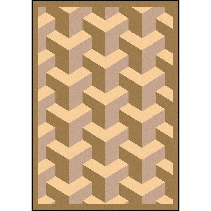 Joy Carpets Kaleidoscope Rooftop 10'9 x 13'2 Area Rug in Color Beige