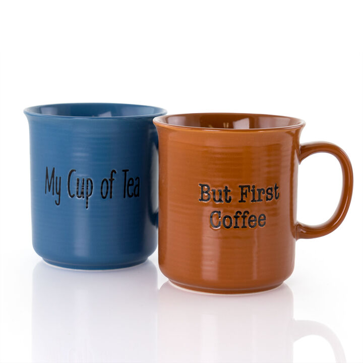 Gibson Home Thoughtful Morning 4 Piece 26 Ounce Stoneware Cup Set in Assorted Colors